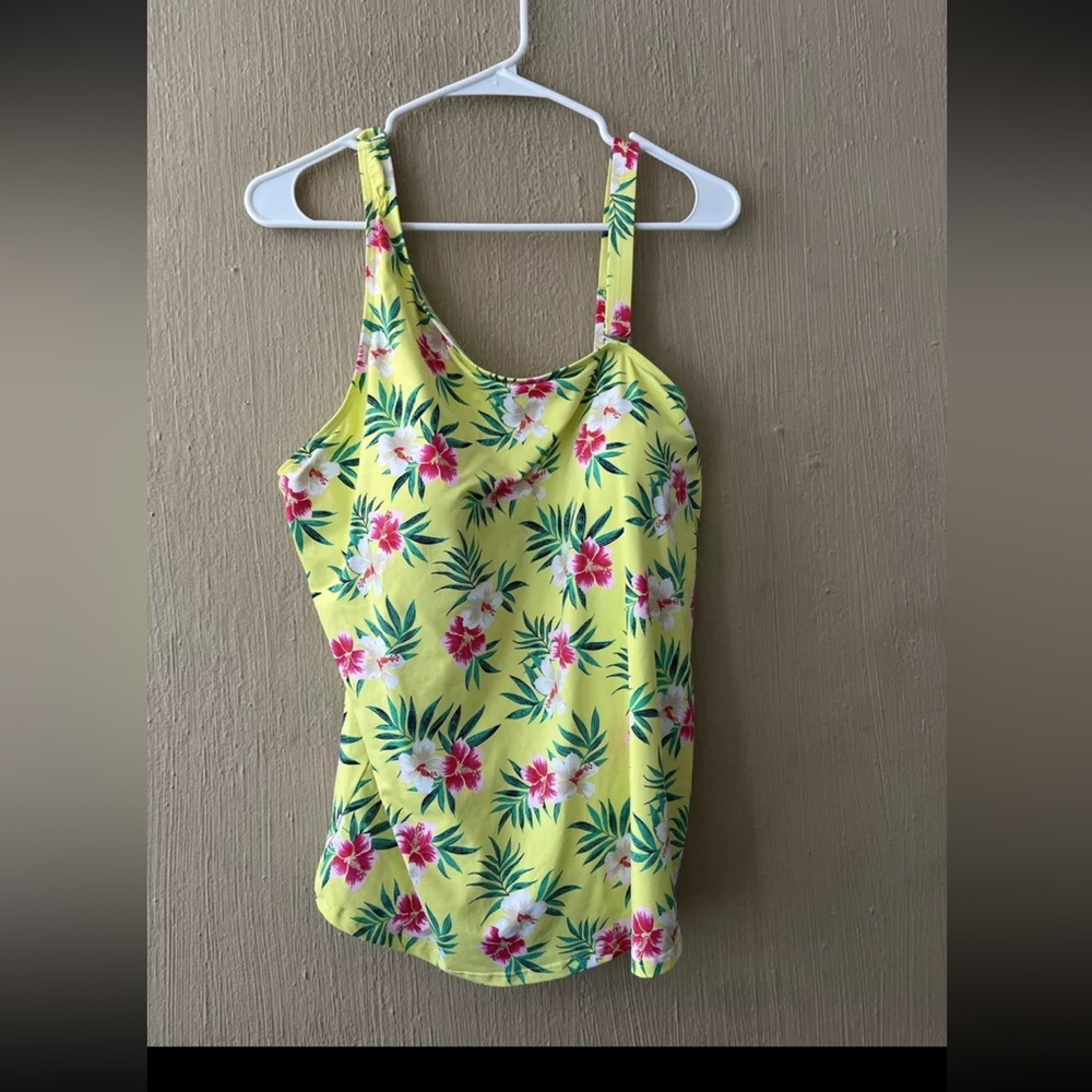 Lands End Tankini Swim Top Size 16 Tummy Control one shoulder 522805